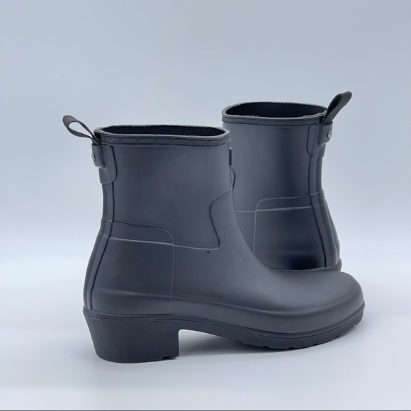 Hunter Black Matte Low Ankle Rain Boots. - Picture 12 of 14